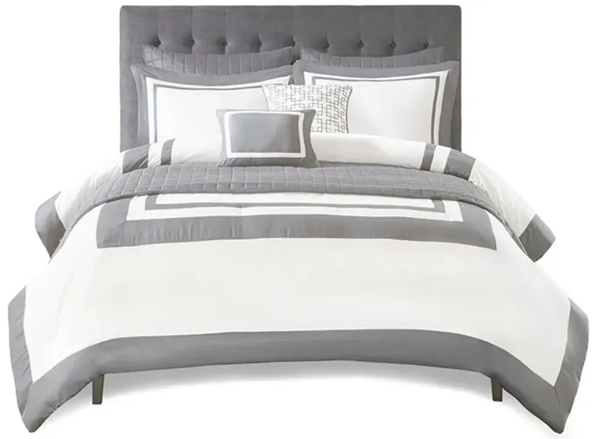 Madison Park Heritage Grey 8 Piece Comforter and Quilt Set Collection