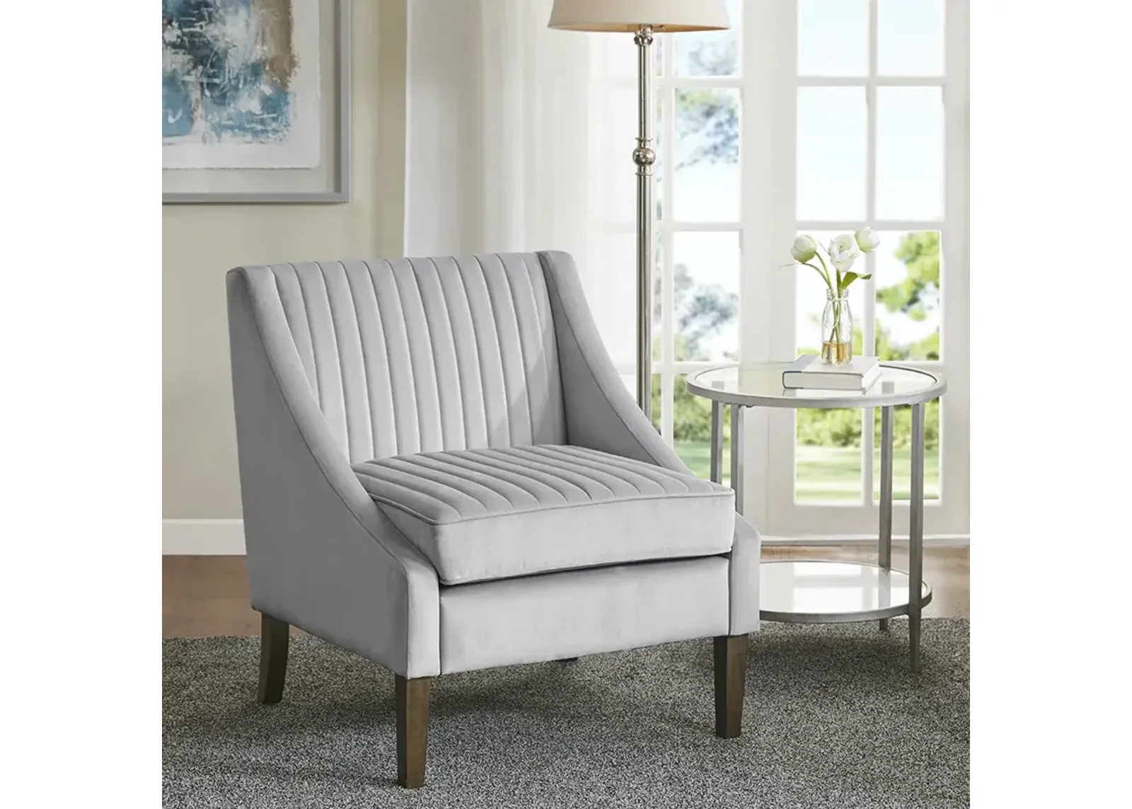 Madison Park Florian Light Gray Upholstered Accent Chair