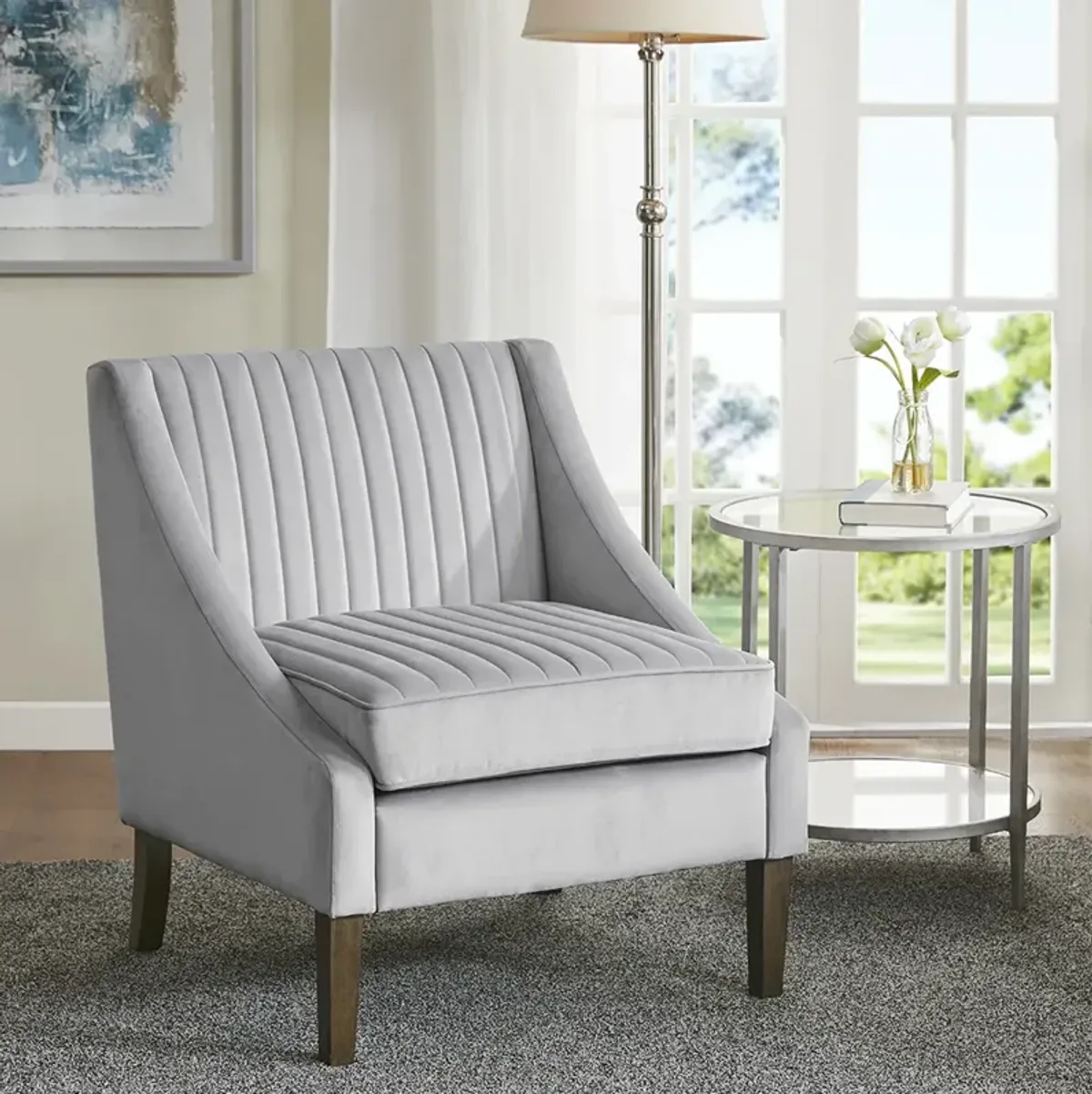 Madison Park Florian Light Gray Upholstered Accent Chair