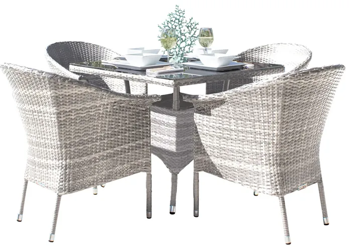 Athens 5-Piece Woven Armchair Dining Set with Cushions