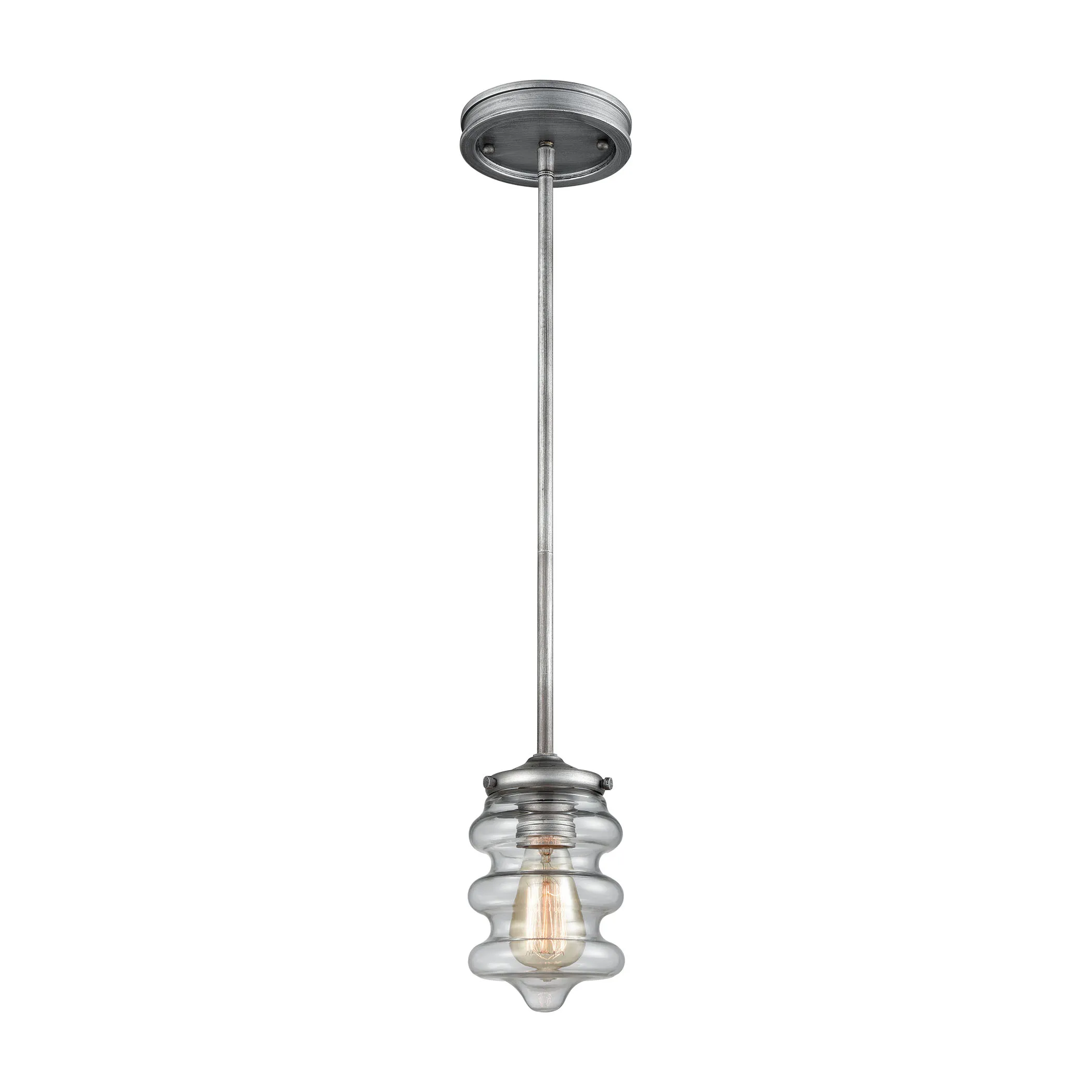 Synchronis 5" Wide 1-Light Mini Pendant - Weathered Zinc