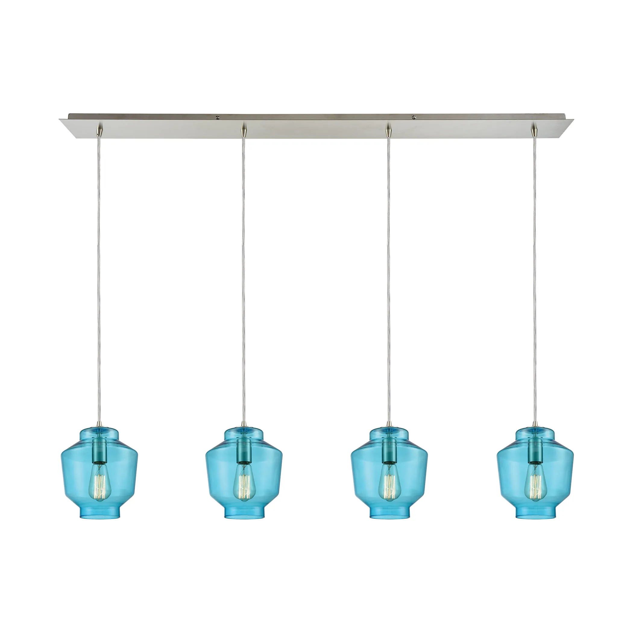 Barrel 46" Wide 4-Light Mini Pendant - Satin Nickel