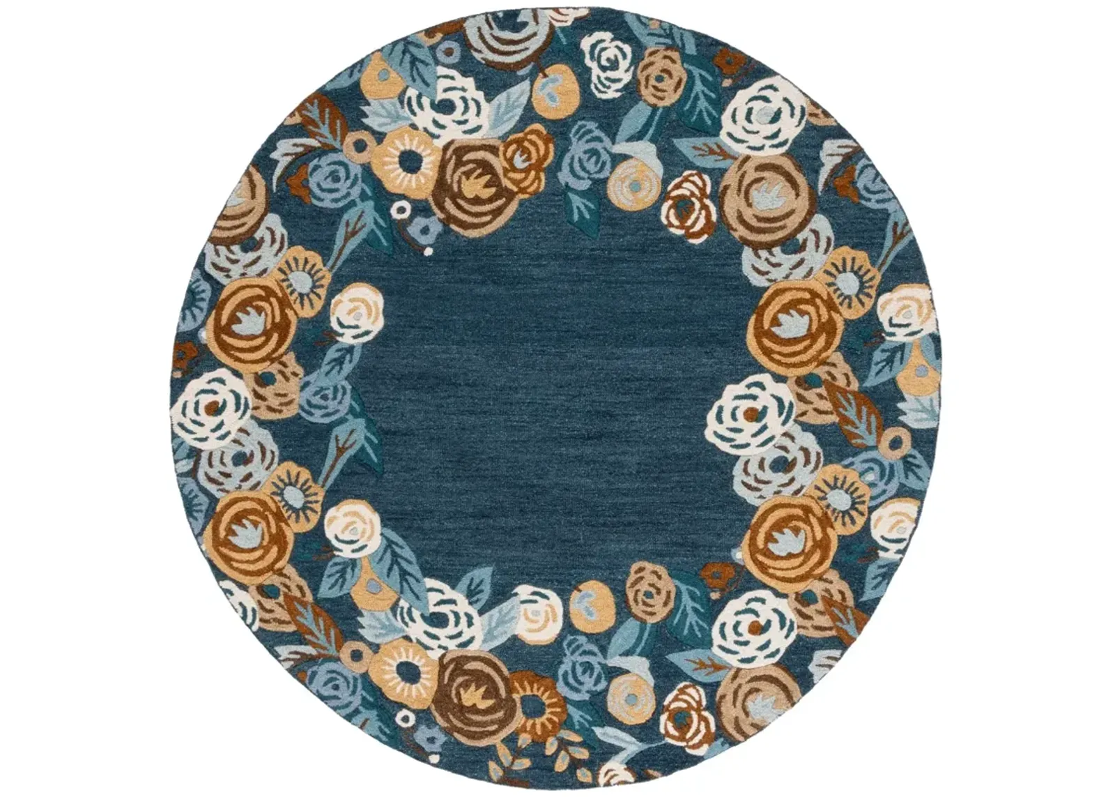 CHELSEA HOOKED RUG 292 BLUE  6' x 6' Round Round Rug