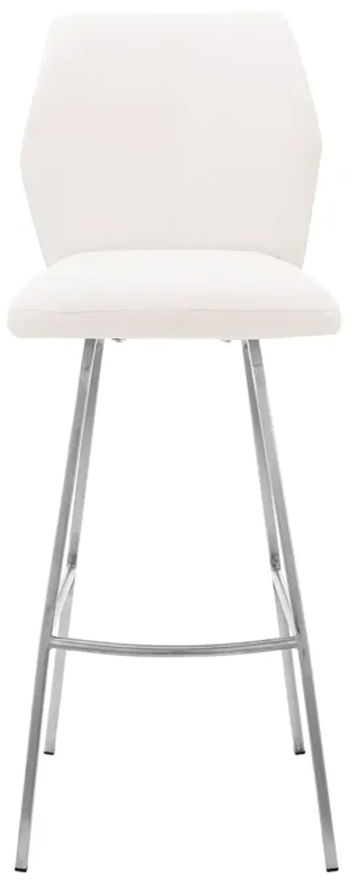 Tandy White Faux Leather and Brushed Stainless Steel 26" Counter Stool