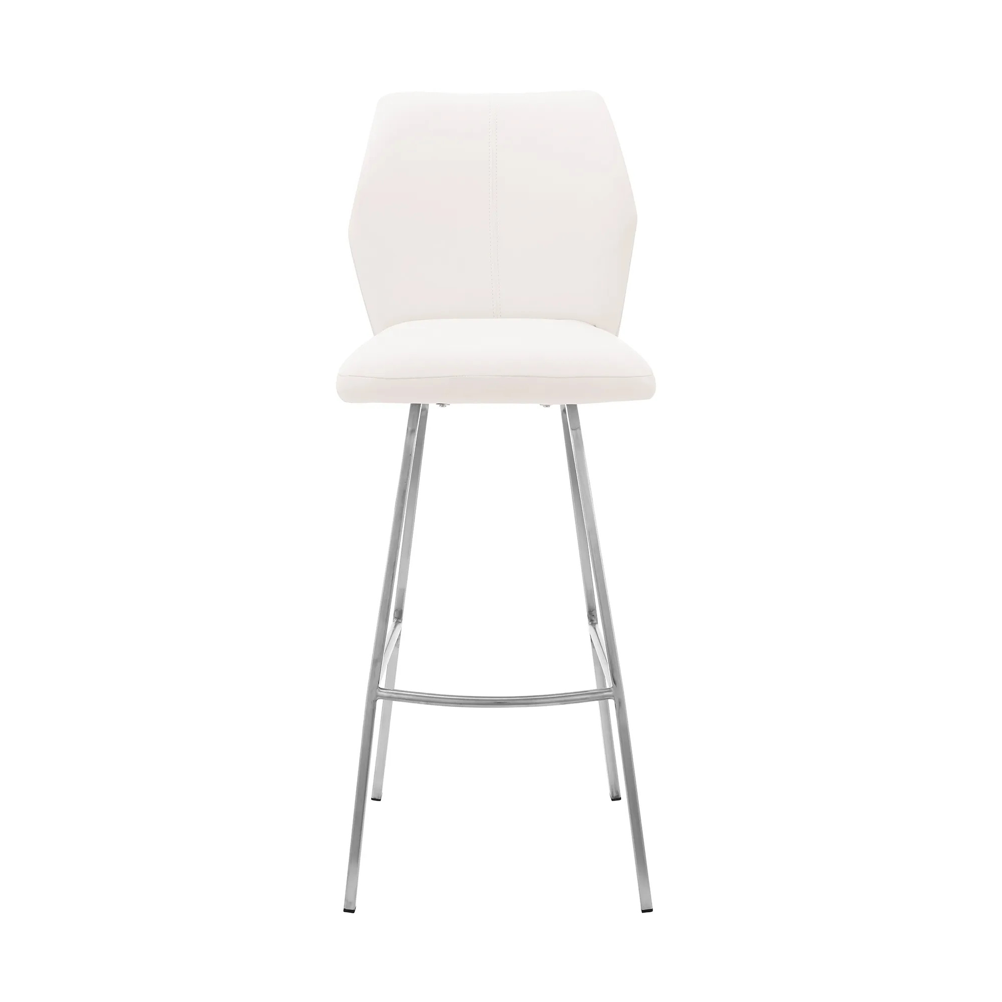 Tandy White Faux Leather and Brushed Stainless Steel 26" Counter Stool