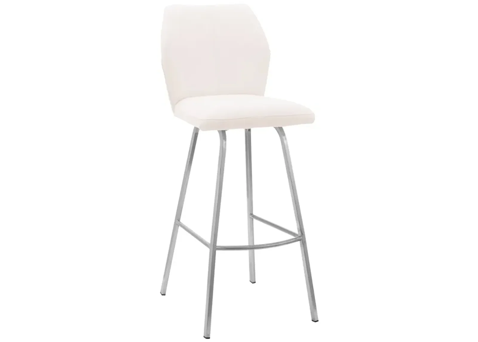 Tandy White Faux Leather and Brushed Stainless Steel 26" Counter Stool