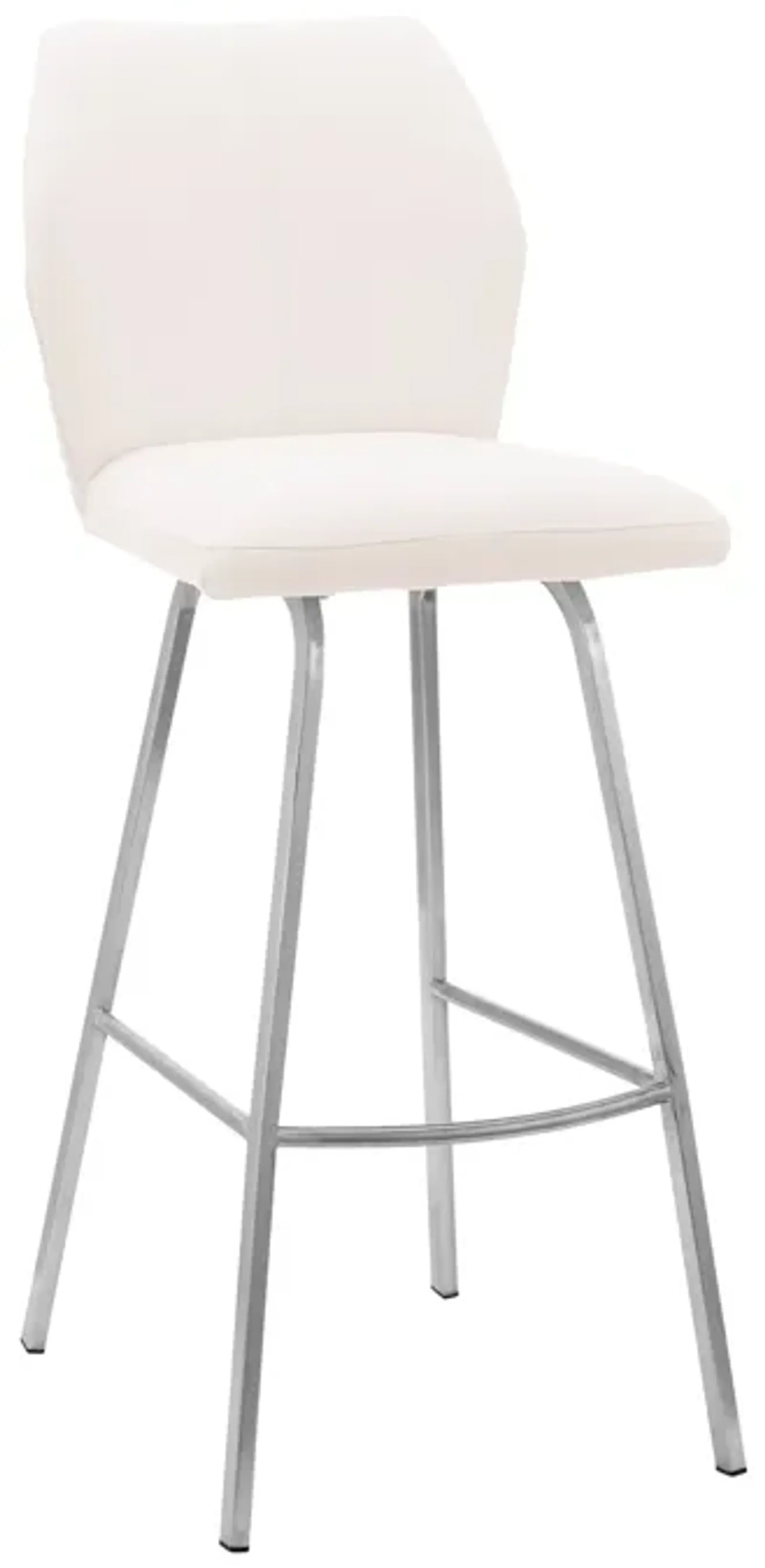 Tandy White Faux Leather and Brushed Stainless Steel 26" Counter Stool