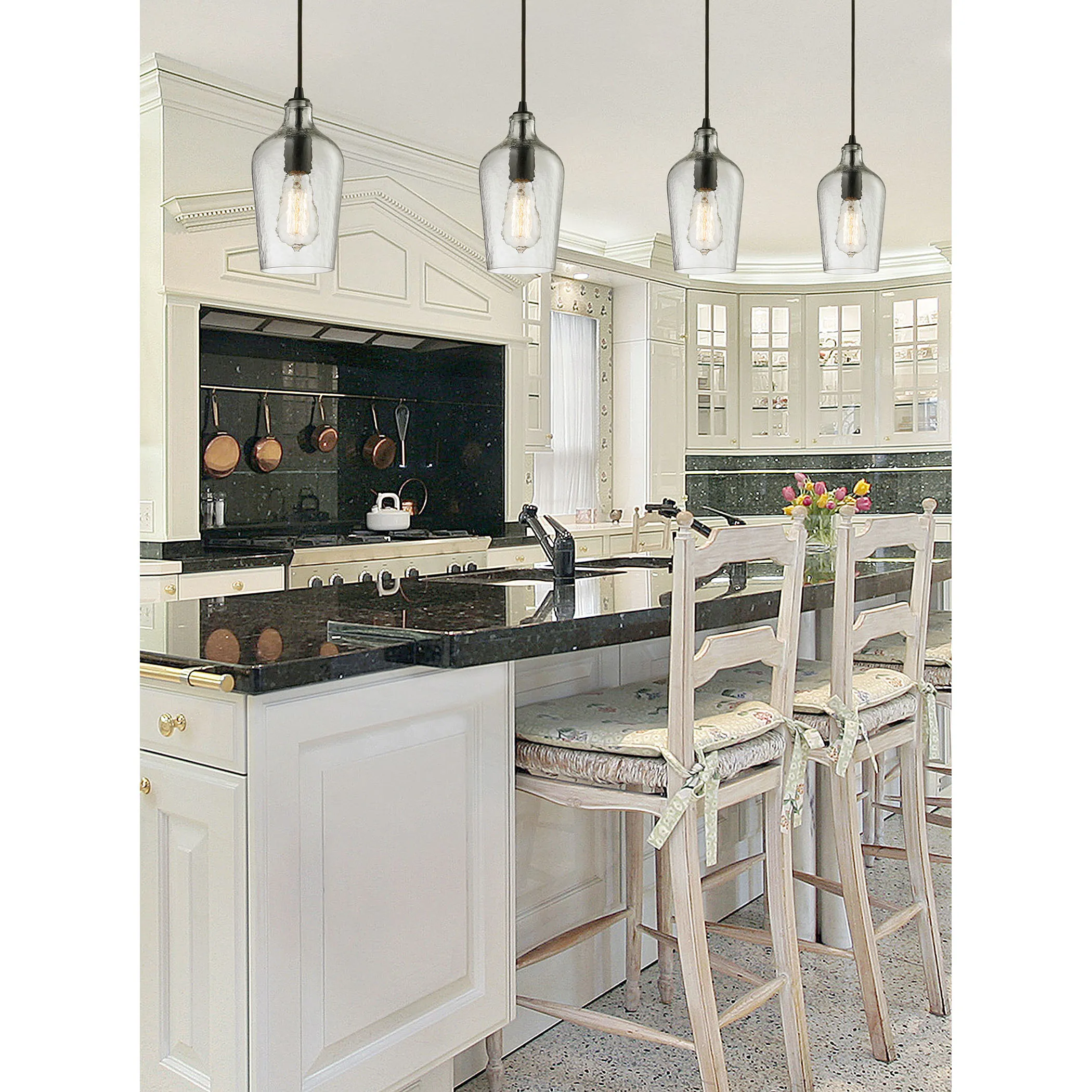 Hammered Glass Configurable Multi Pendant - Oil Rubbed Bronze