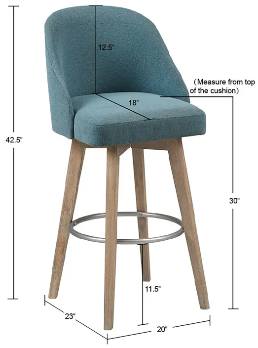 Madison Park Pearce Blue Bar Stool with Swivel Seat