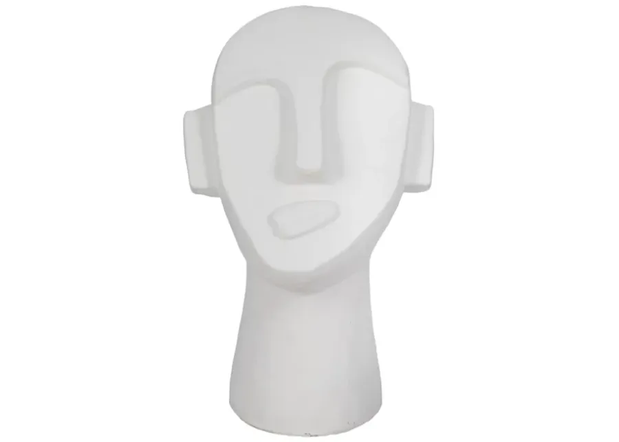 12" Looking Up Face Sculpture, White