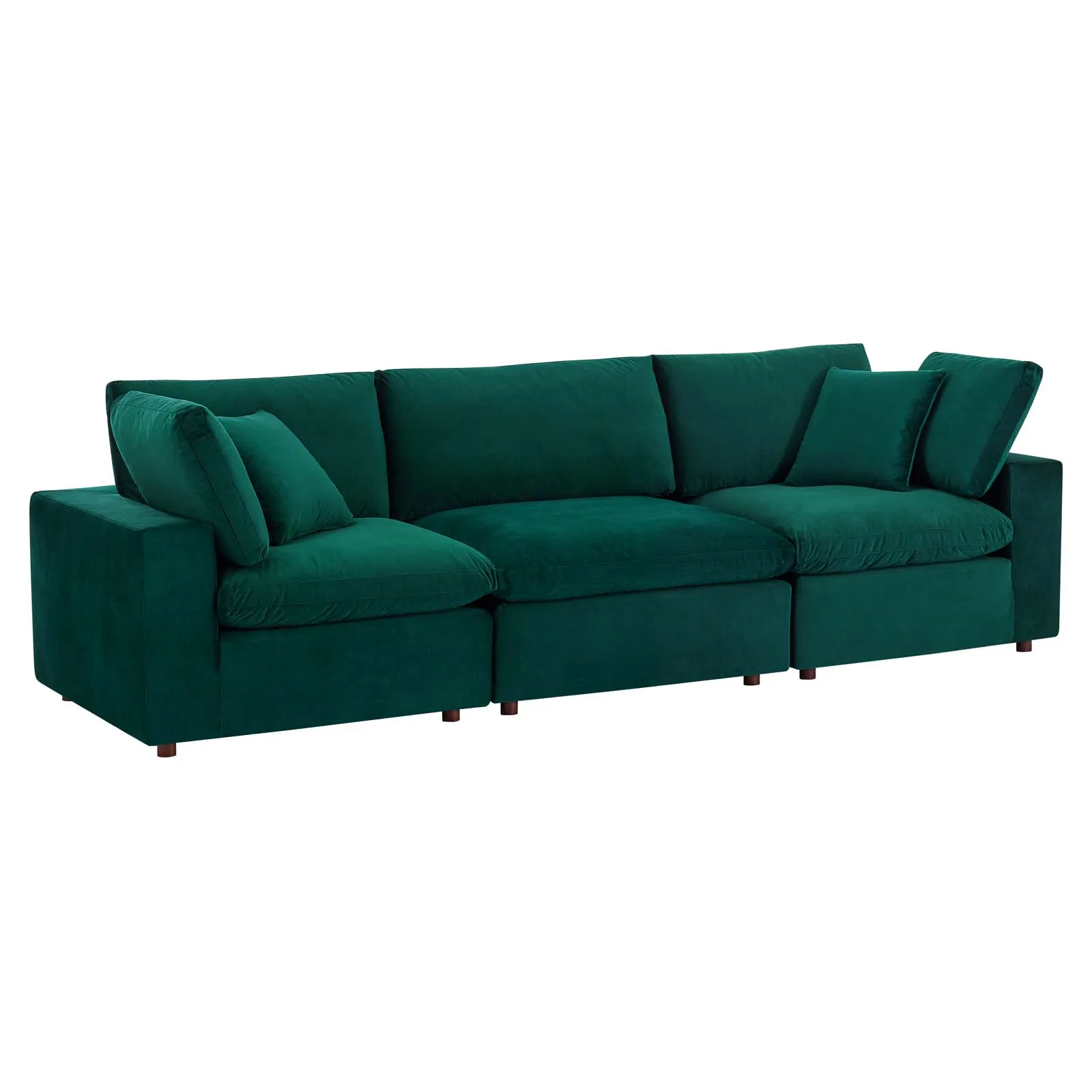 Commix Down Filled Overstuffed Performance Velvet 3-Seater Sofa