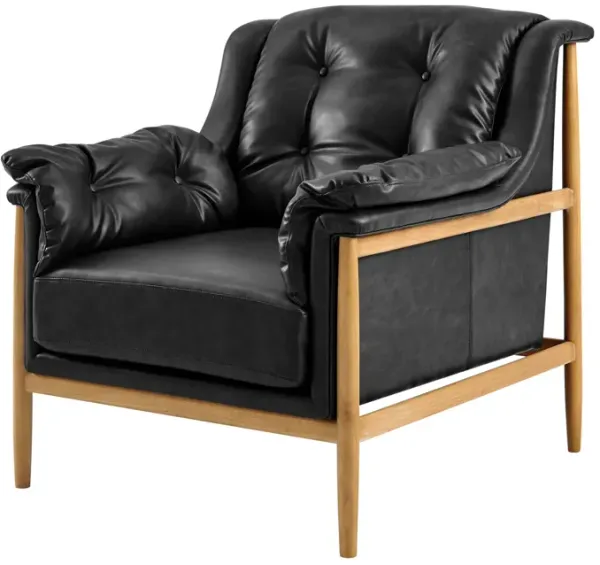 Larry PU Tufted Accent Arm Chair, Casa Black 