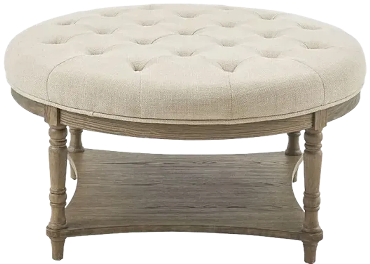 Martha Stewart Cedric Cream Accent Ottoman