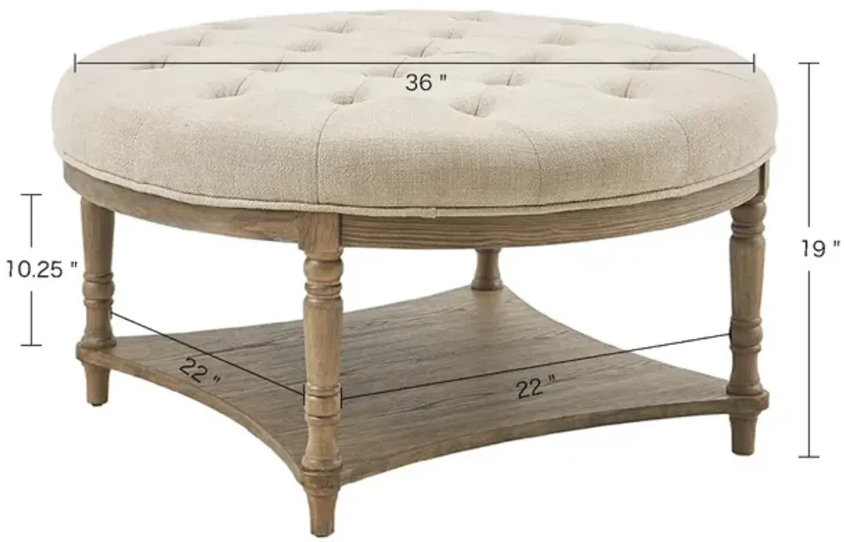 Martha Stewart Cedric Cream Accent Ottoman