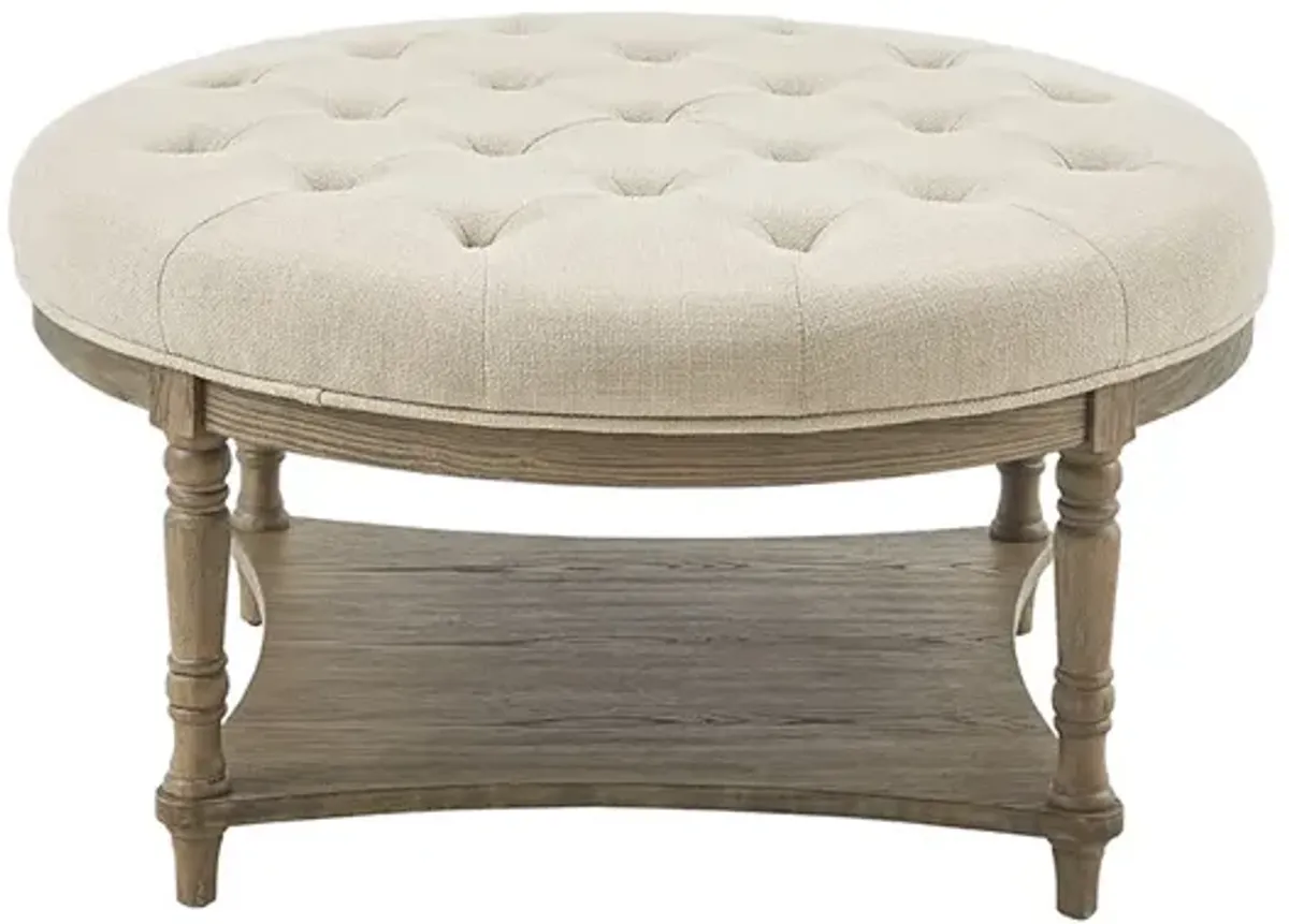 Martha Stewart Cedric Cream Accent Ottoman