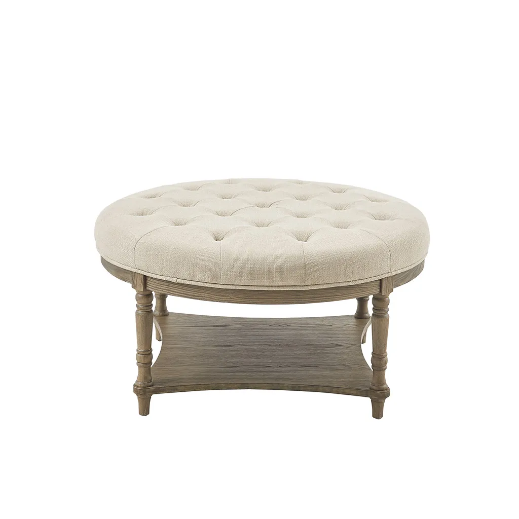 Martha Stewart Cedric Cream Accent Ottoman