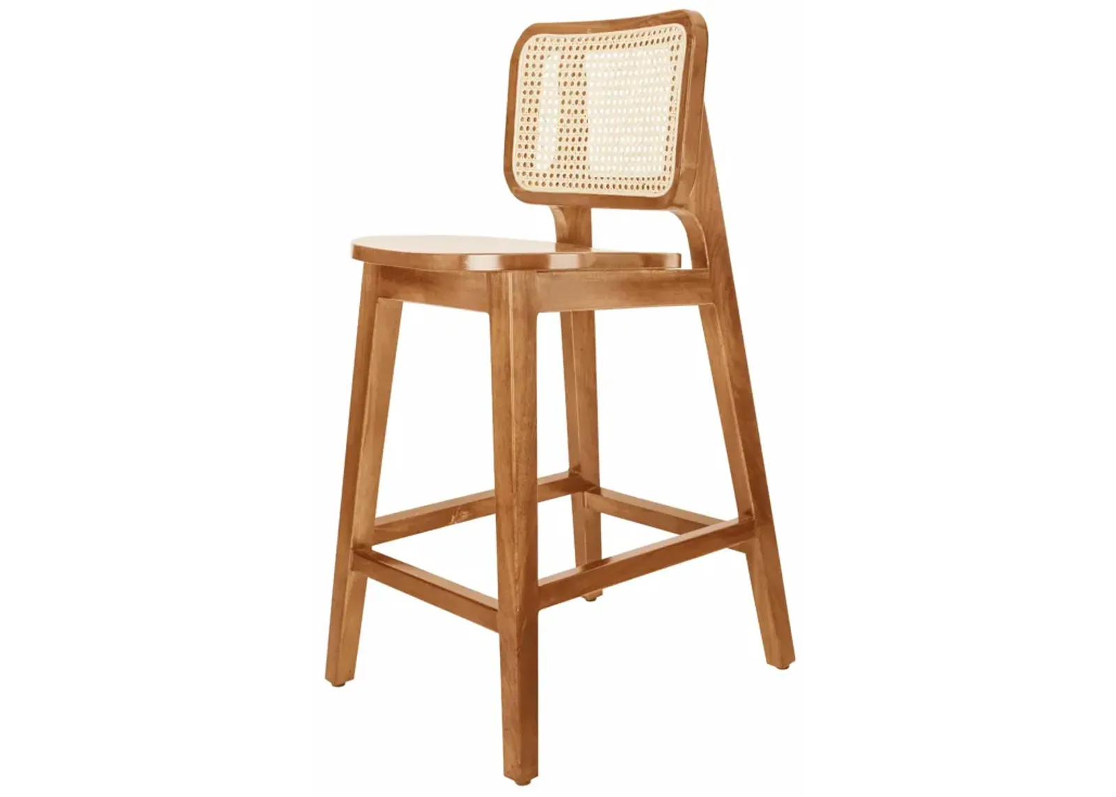 Maury Wood Counter Stool w/ Rattan, Natural 