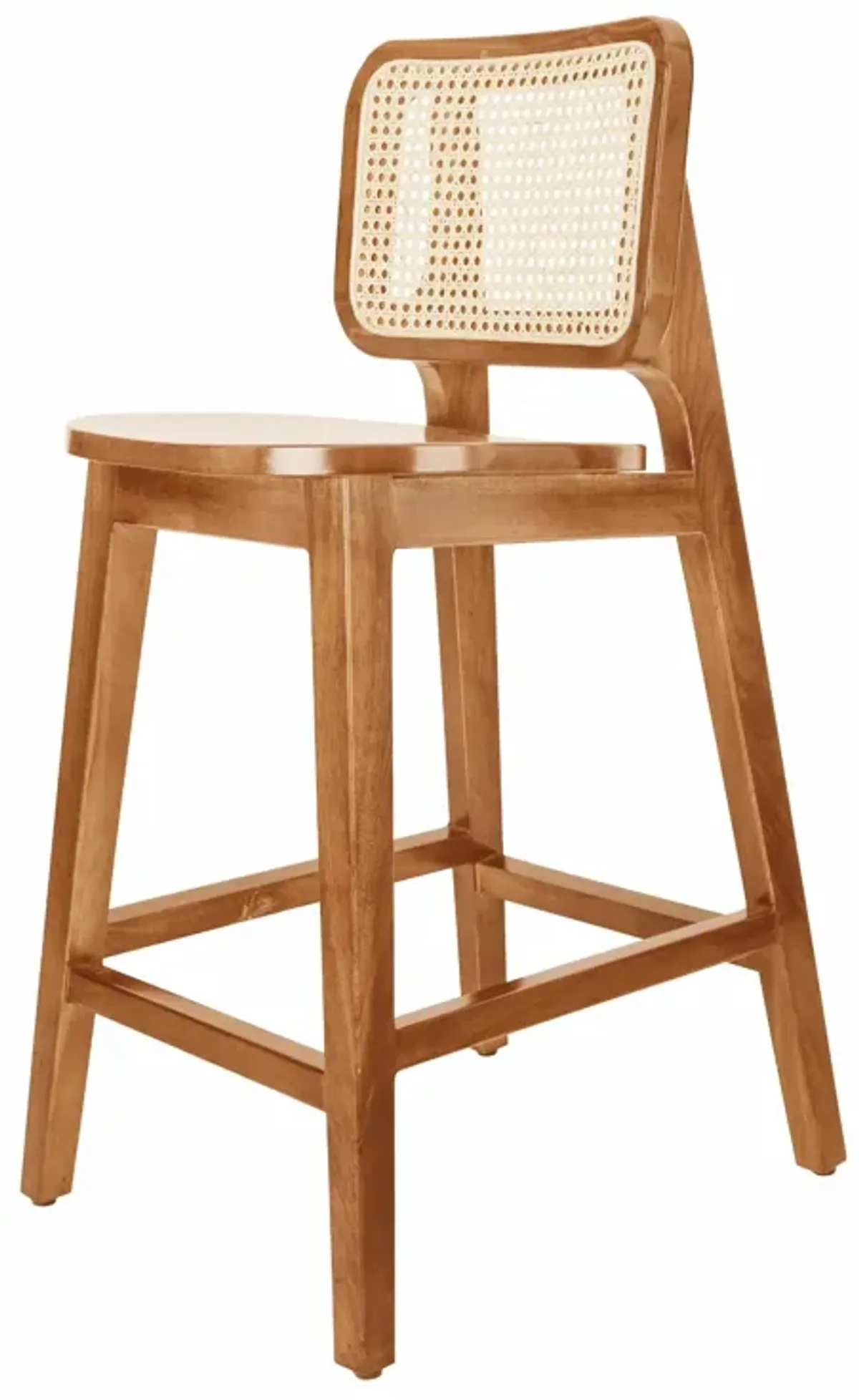 Maury Wood Counter Stool w/ Rattan, Natural 