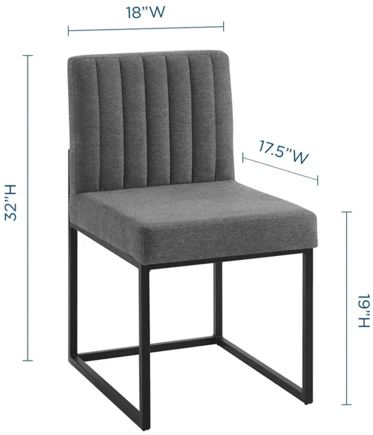 Carriage Channel Tufted Sled Base Upholstered Fabric Dining Chair