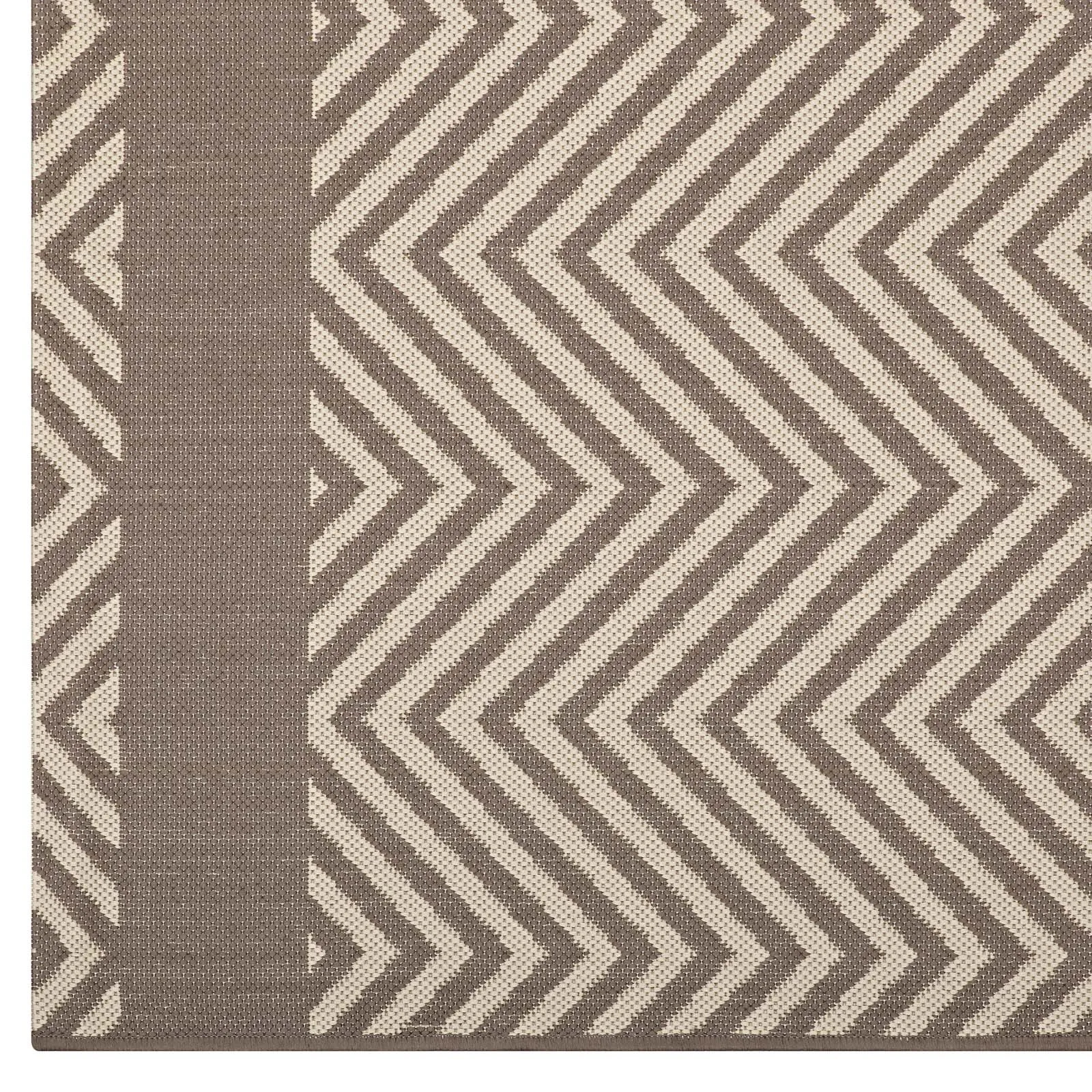 Optica Chevron With End Borders 8x10 Indoor and Outdoor Area Rug