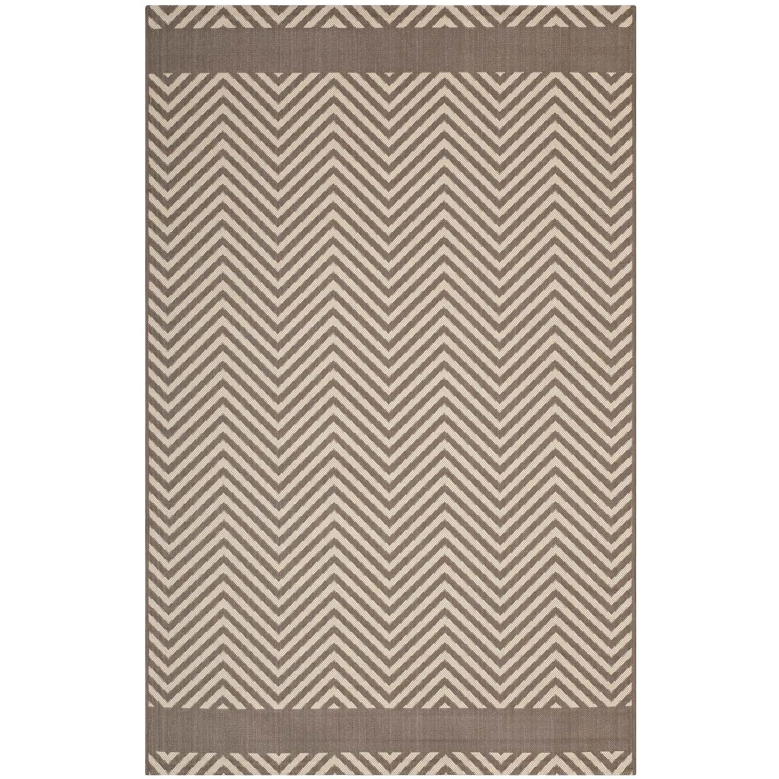 Optica Chevron With End Borders 8x10 Indoor and Outdoor Area Rug