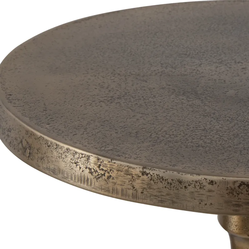 Heavily Textured Cast Aluminum Finished In Antique Brass End Tables