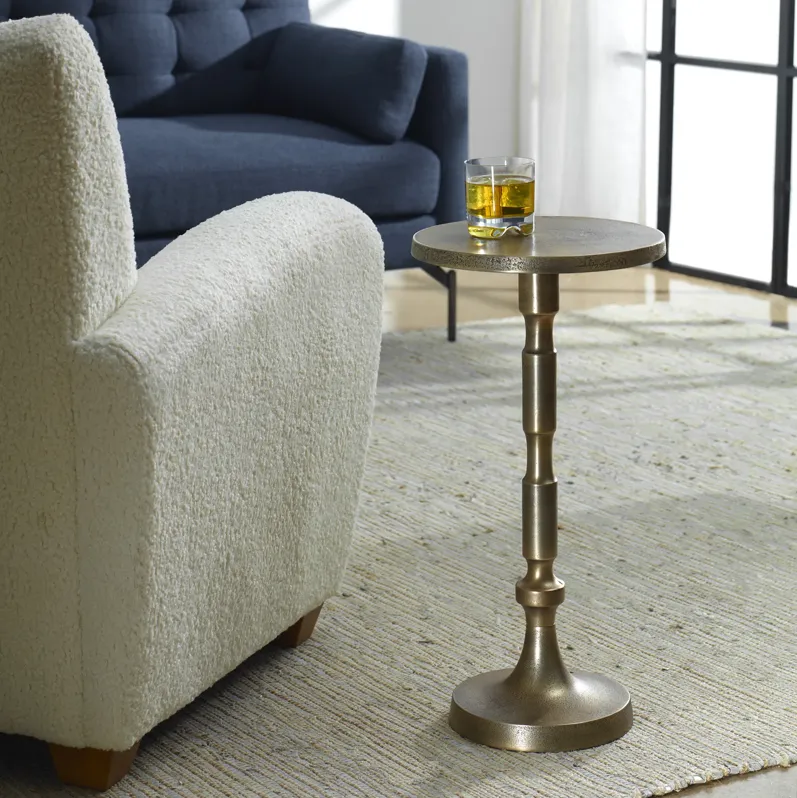 Heavily Textured Cast Aluminum Finished In Antique Brass End Tables