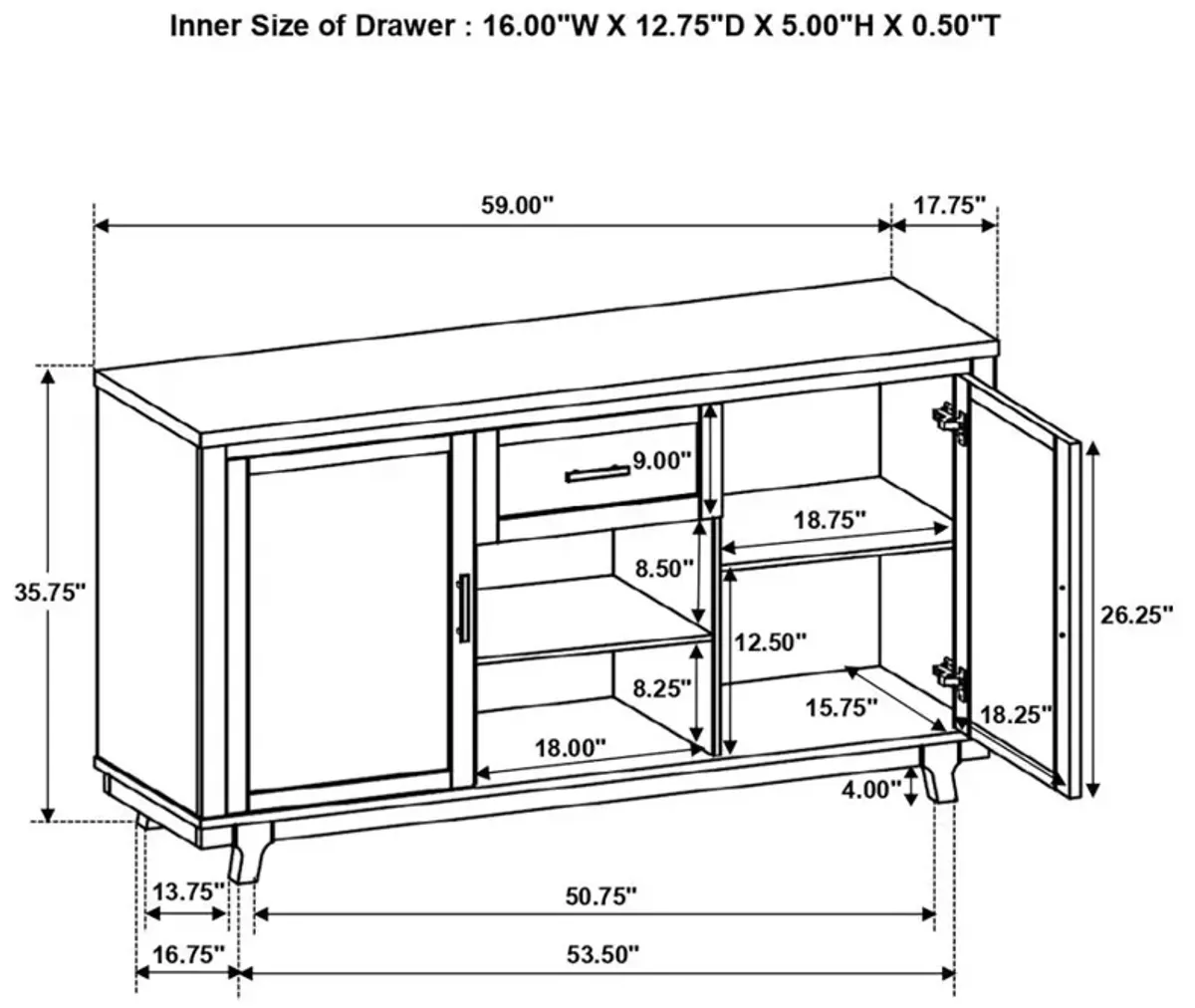 Reynolds 2-door Dining Sideboard Server Brown Oak