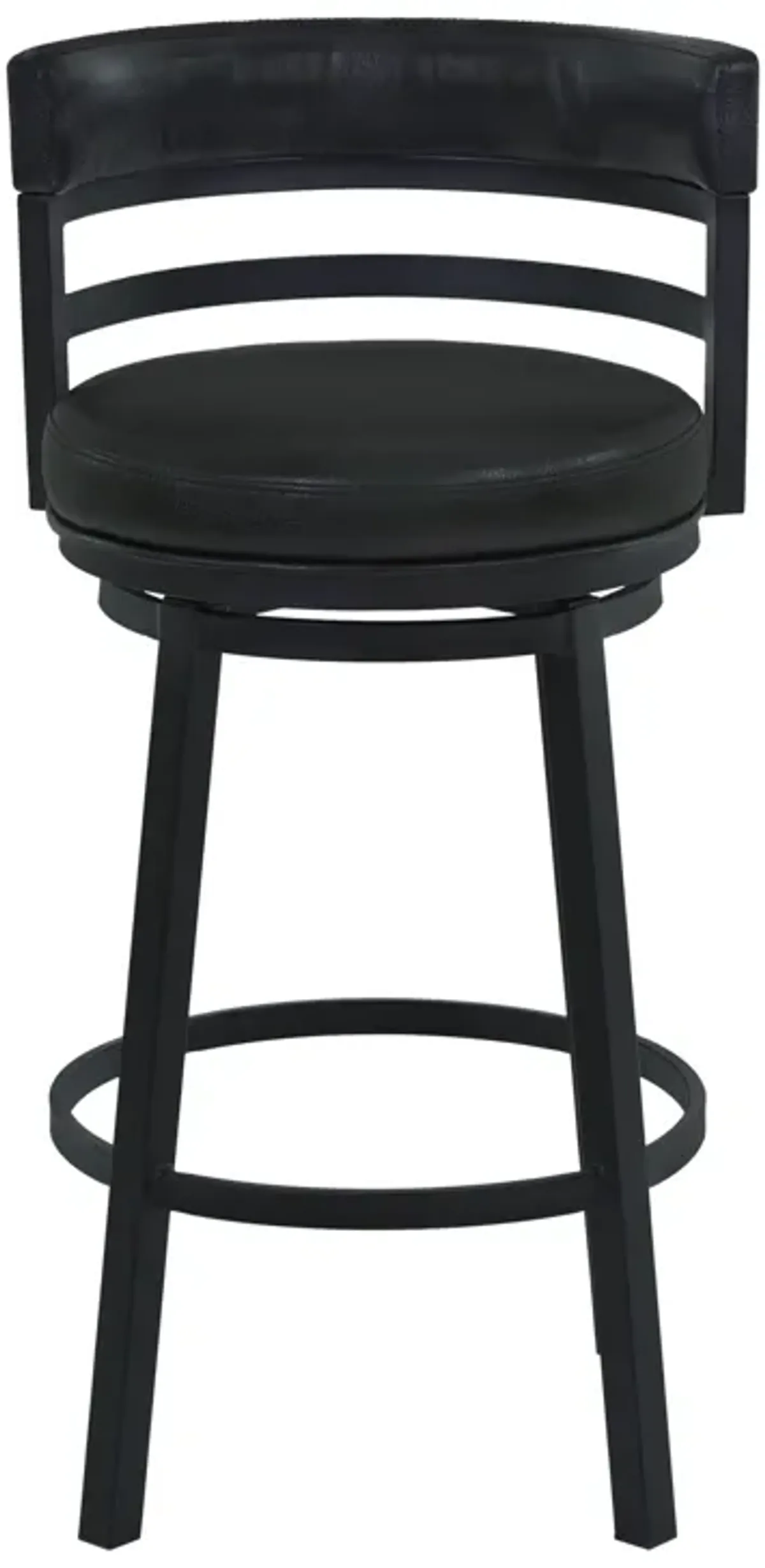 Titana 26" Counter Height Metal Swivel Barstool in Ford Black Pu and Black Finish