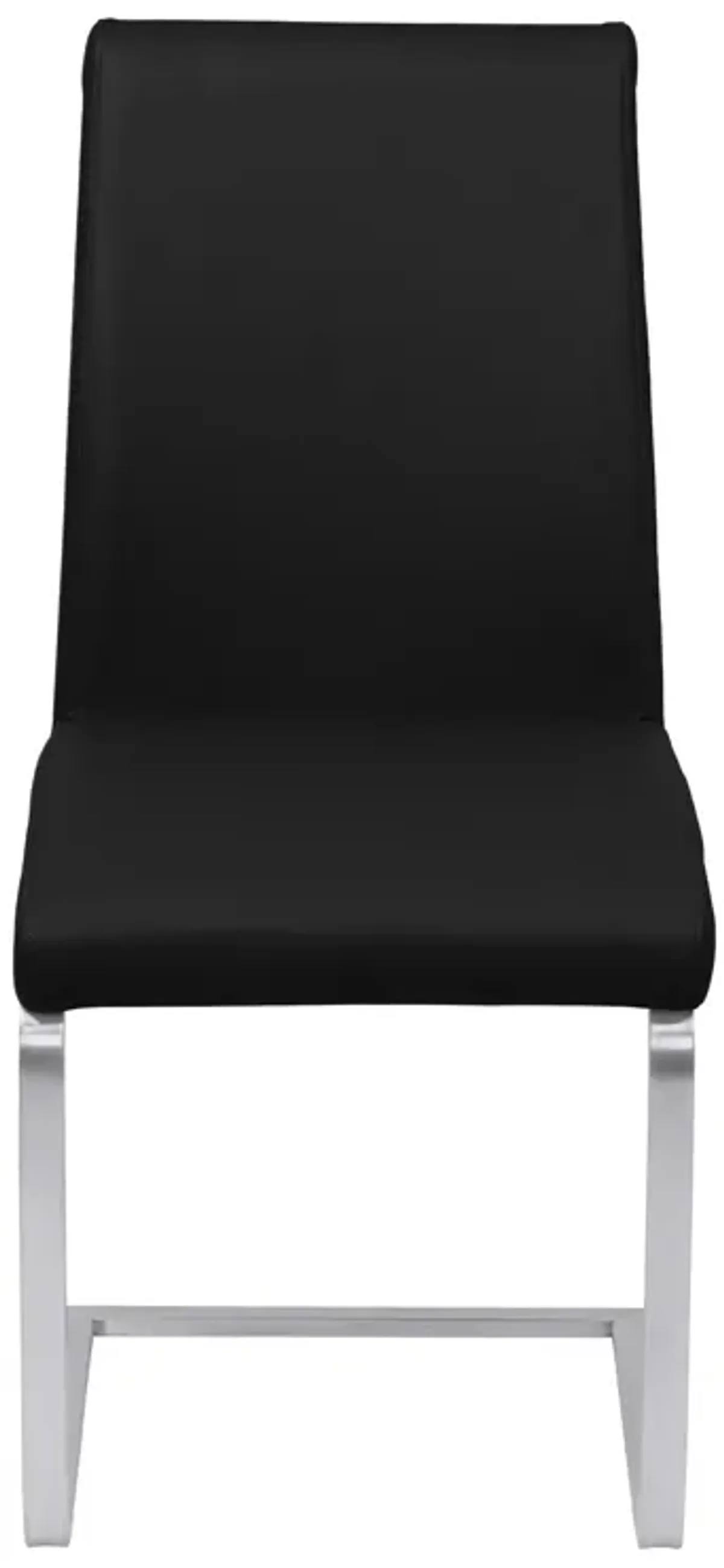 Blanca Contemporary Dining Chair in Black Faux Leather with Brushed Stainless Steel Finish - Set of 2