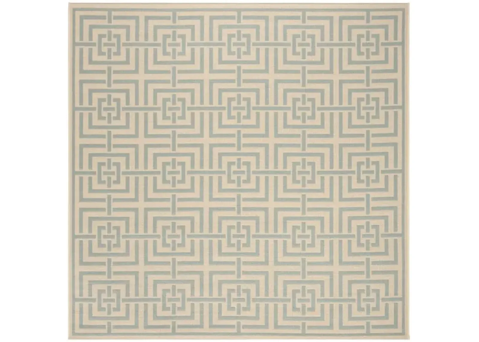 LINDEN 128 Collection LND128L-6SQ Cream / Aqua 6'-7" X 6'-7" Square