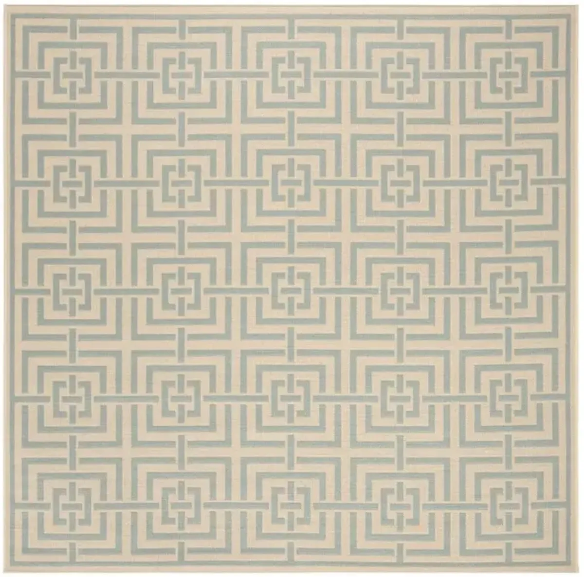 LINDEN 128 Collection LND128L-6SQ Cream / Aqua 6'-7" X 6'-7" Square