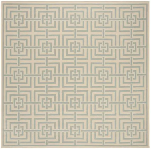 LINDEN 128 Collection LND128L-6SQ Cream / Aqua 6'-7" X 6'-7" Square