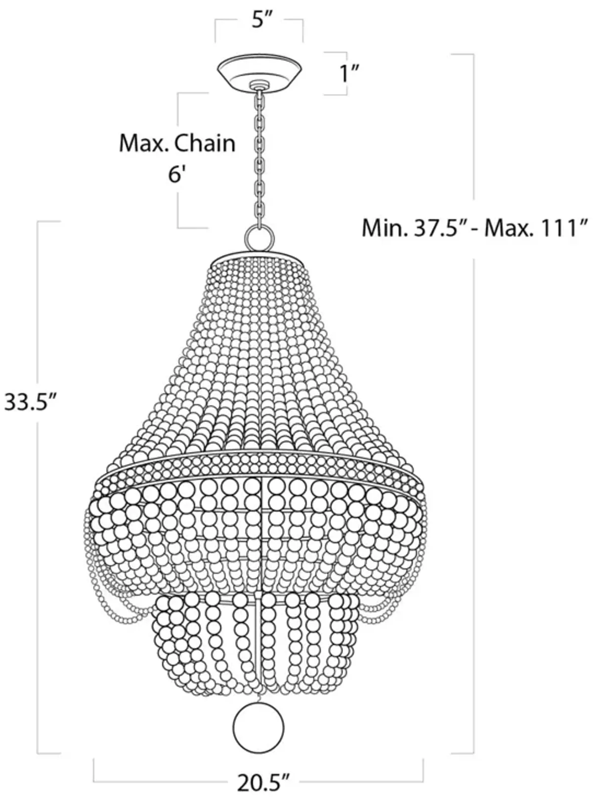 Malibu Chandelier (Weathered White)