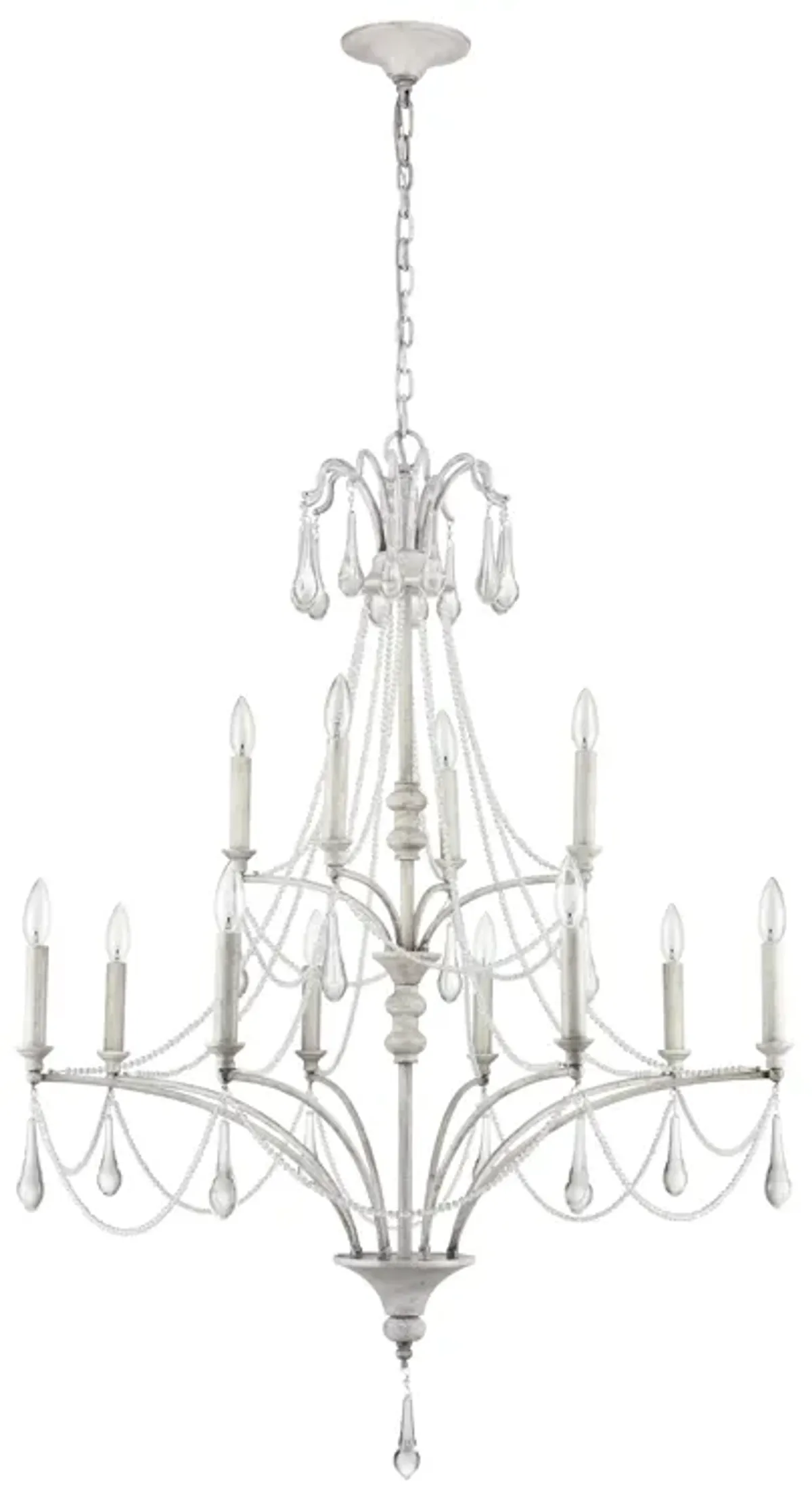 French Parlor 36" Wide 12-Light Chandelier - Vintage White