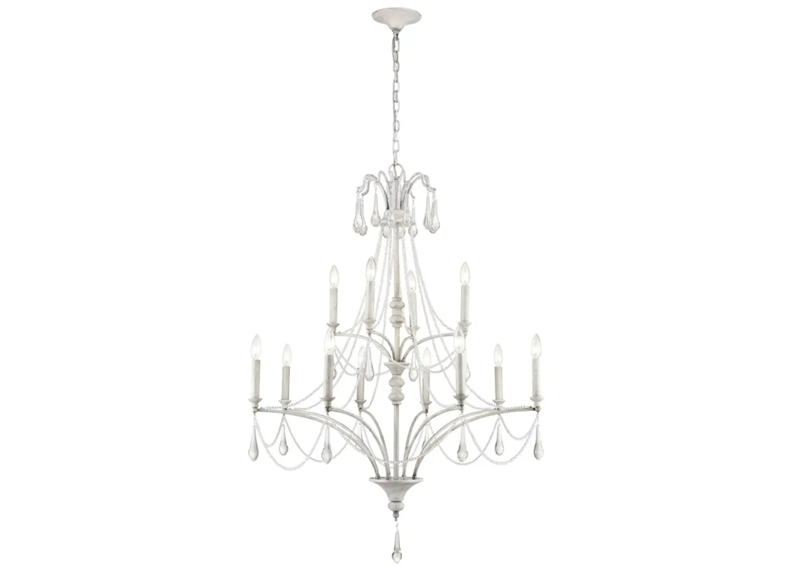 French Parlor 36" Wide 12-Light Chandelier - Vintage White