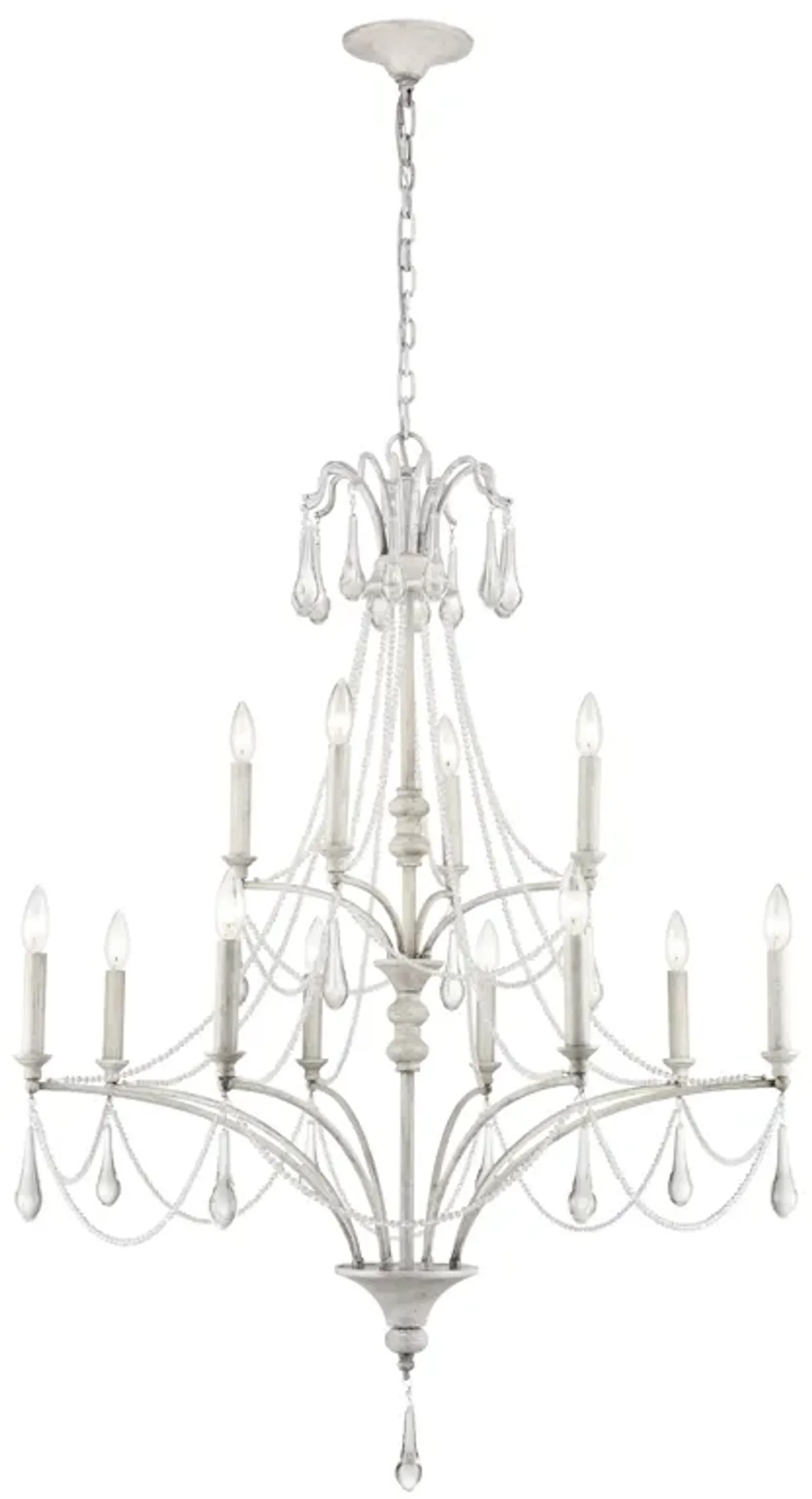 French Parlor 36" Wide 12-Light Chandelier - Vintage White