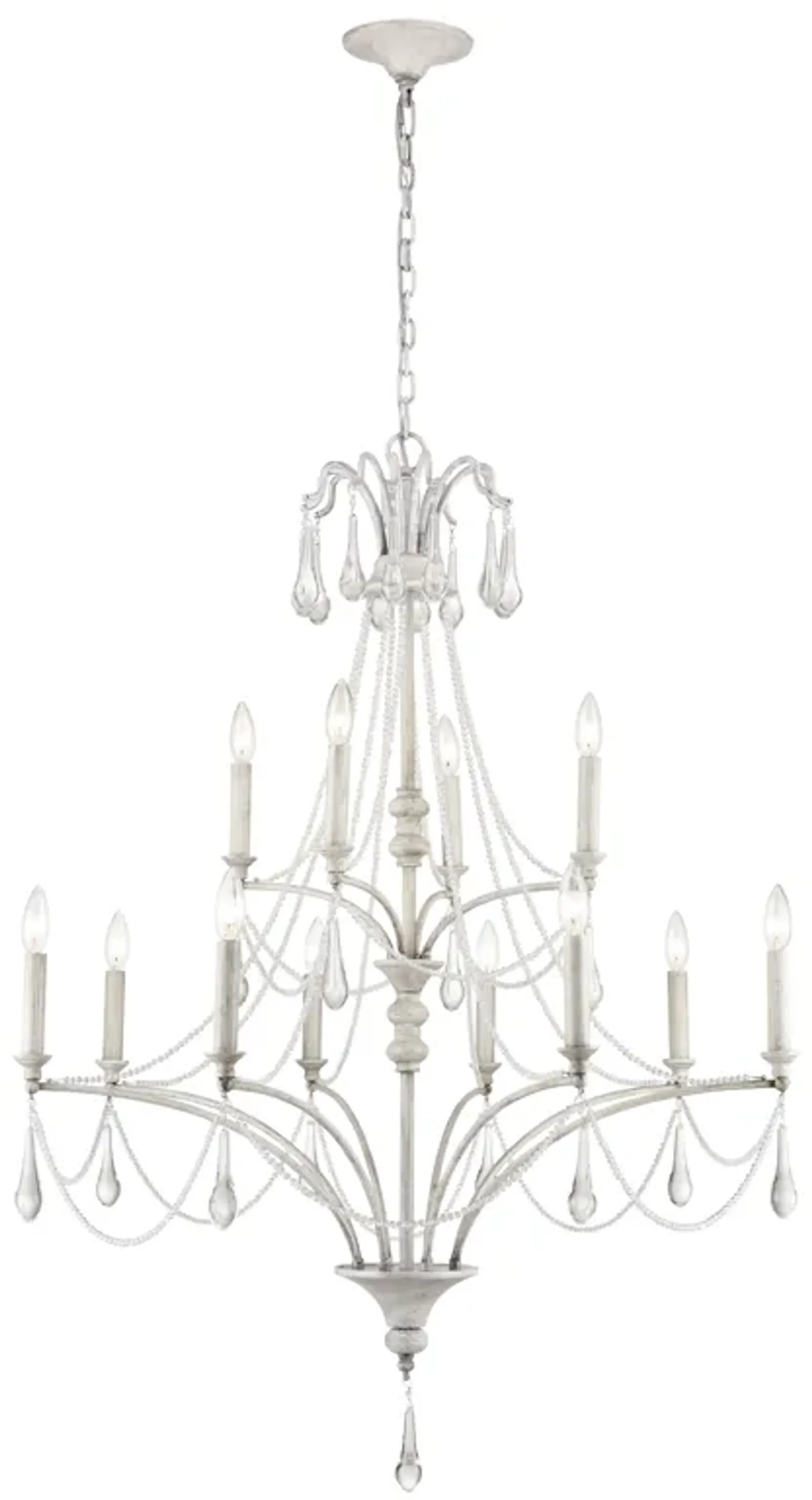 French Parlor 36" Wide 12-Light Chandelier - Vintage White