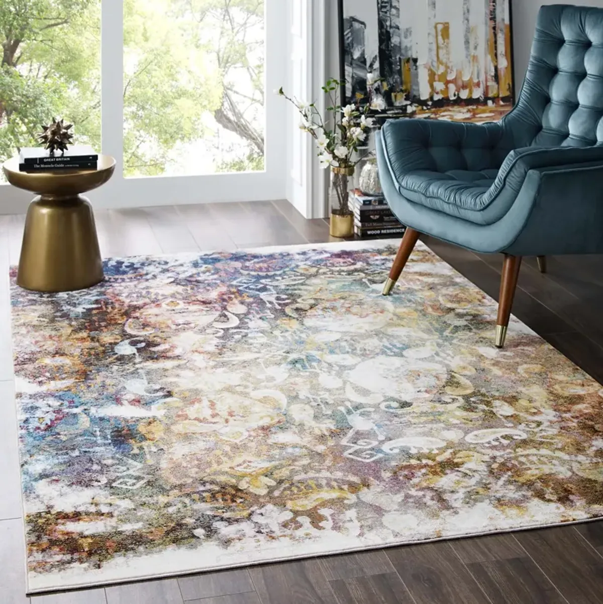 Success Jayla Transitional Distressed Vintage Floral Moroccan Trellis 4x6 Area Rug