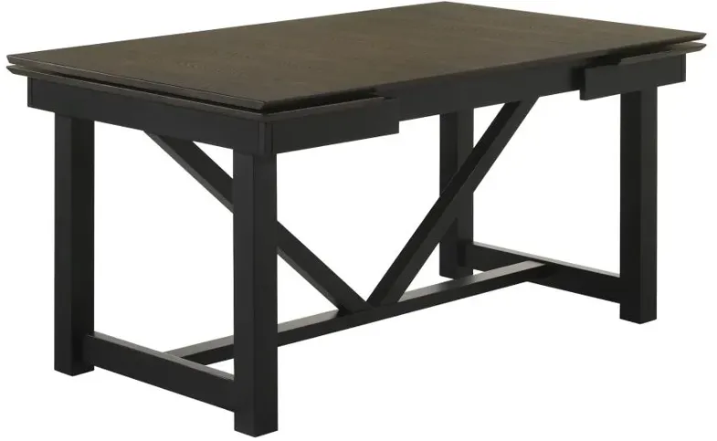 Malia Rectangular Dining Table with Refractory Extension Leaf Black