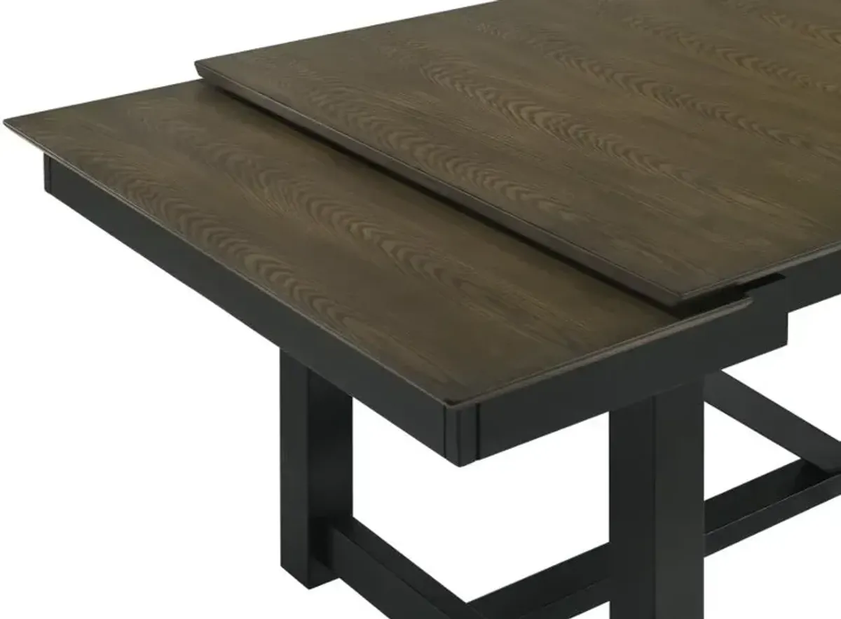 Malia Rectangular Dining Table with Refractory Extension Leaf Black