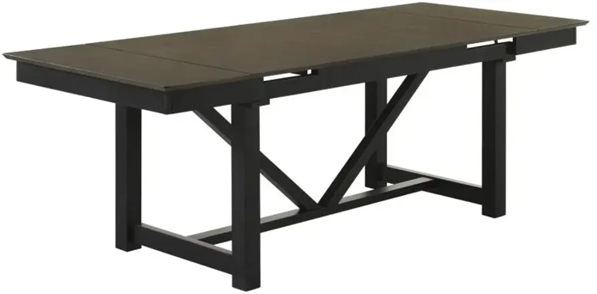 Malia Rectangular Dining Table with Refractory Extension Leaf Black