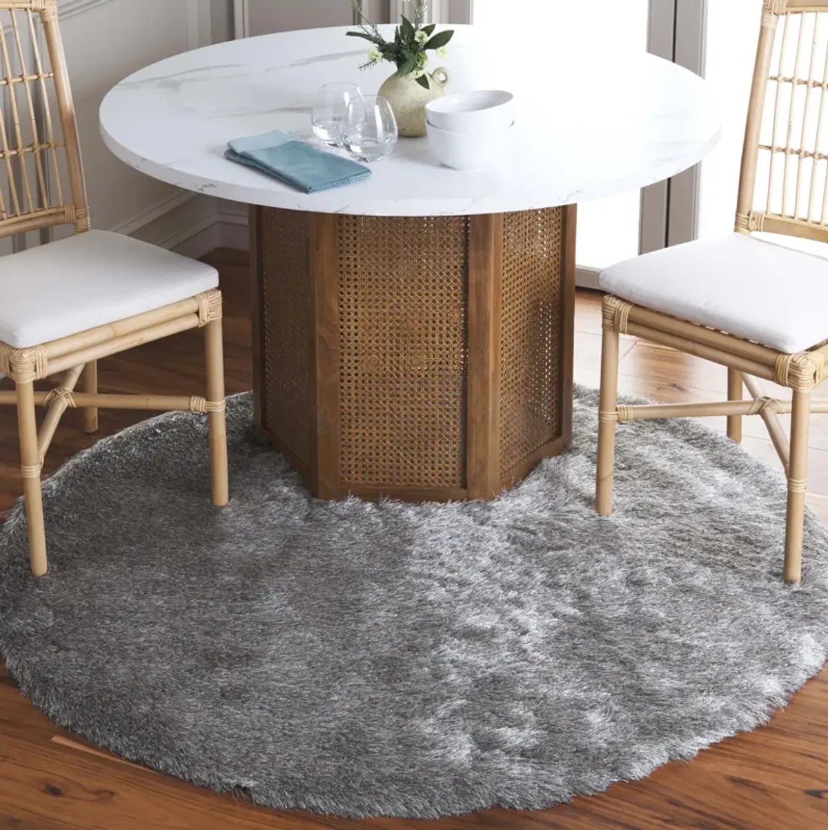 PARIS SHAG Silver 3' X 3' Round Round Rug