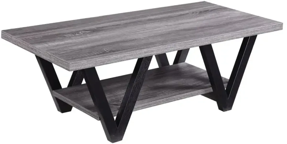 Stevens V-shaped Coffee Table Black and Antique Grey