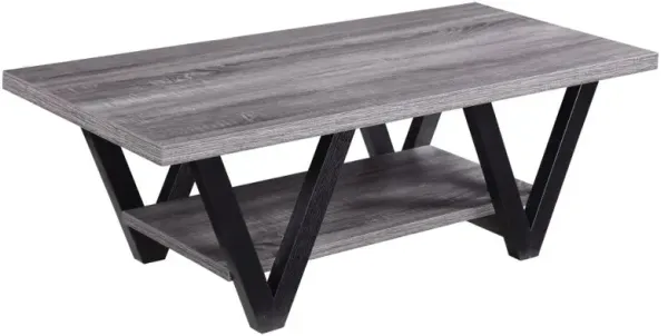 Stevens V-shaped Coffee Table Black and Antique Grey
