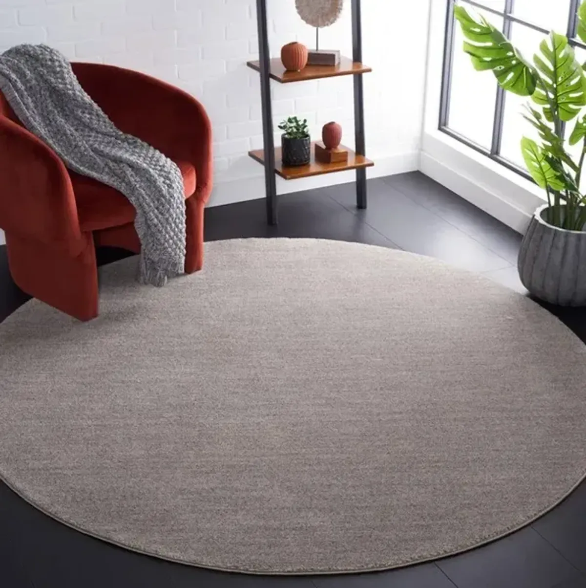 LASA 108 Grey 4' X 4' Round Round Rug