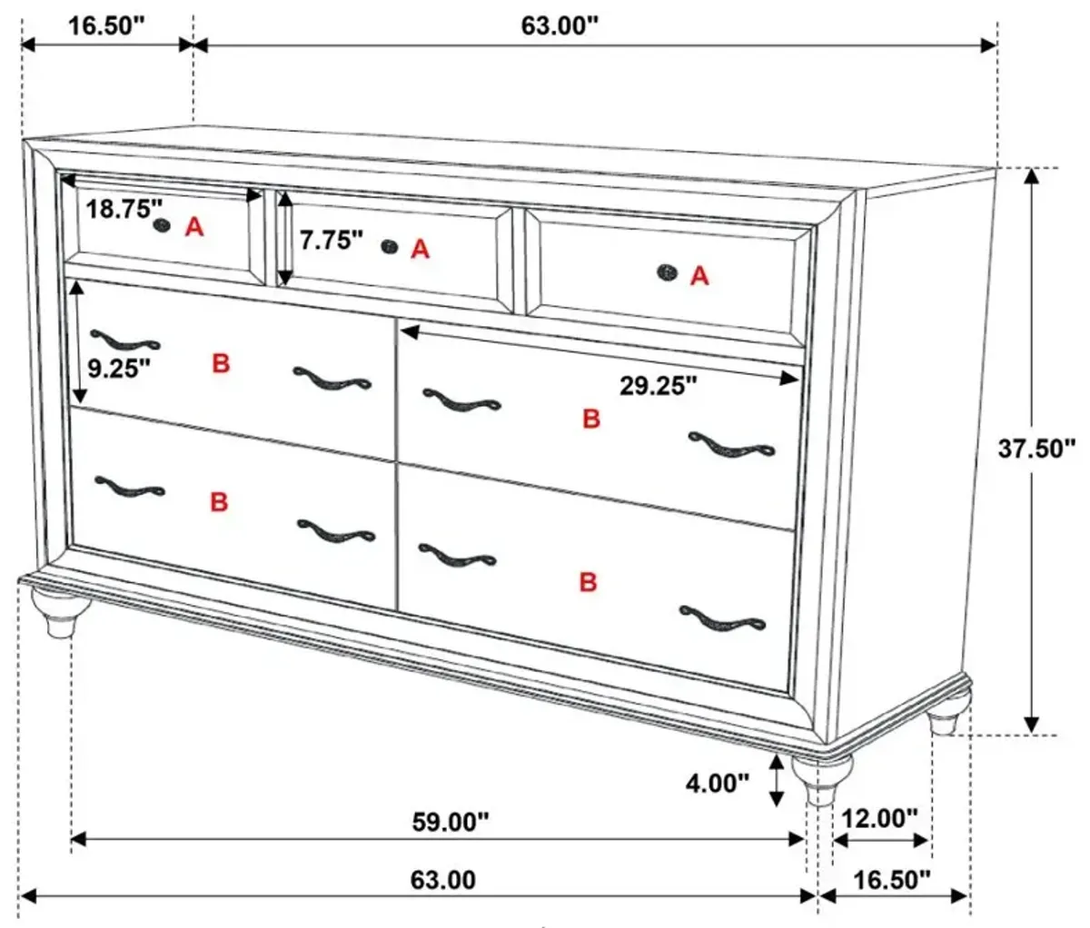 Barzini 7-drawer Dresser White