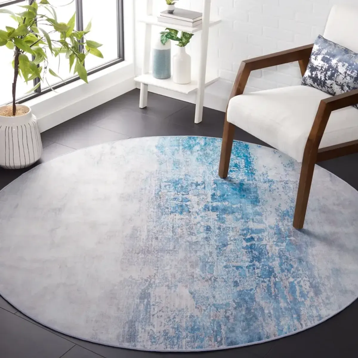 TACOMA 833 M/W S/R GREY  4' x 4' Round Round Rug