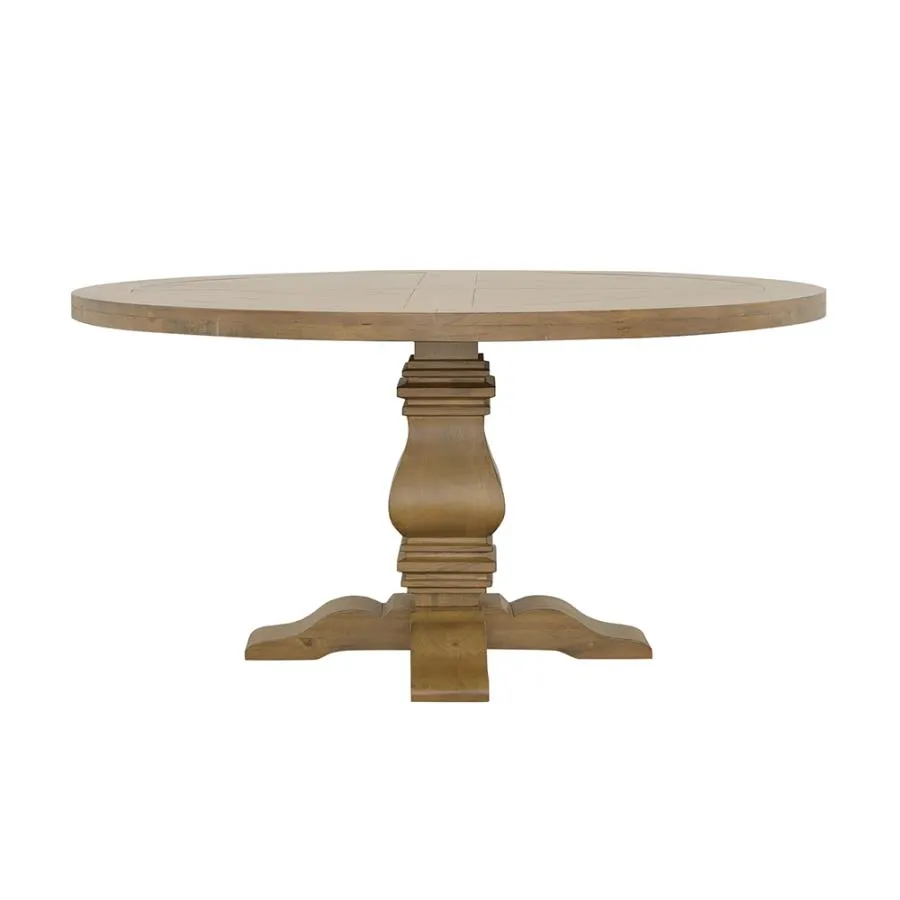 Fabian round Pedestal Dining Table Rustic Smoke