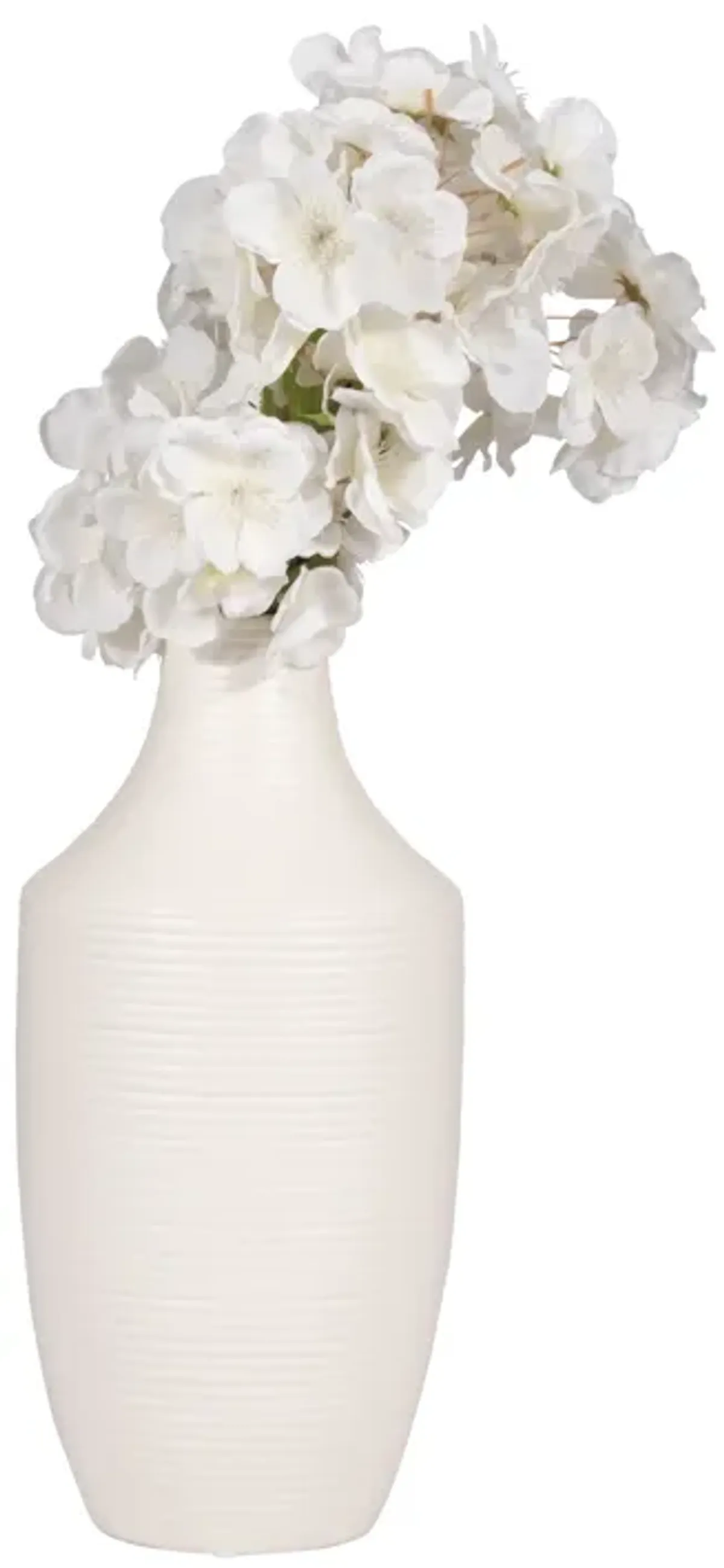 Cer, 12" Lines Vase, White